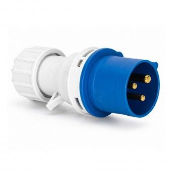 Ficha Industrial 2P+T Macho IP44 16A 230V Azul