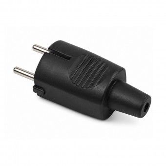 Ficha Macho Schuko Sa�da Reta 2P+T 16A Preta