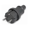 Ficha Macho Schuko Saída Reta 2P+T 16A Preta Ficha Macho Schuko Saída Reta 2P+T 16A Preta