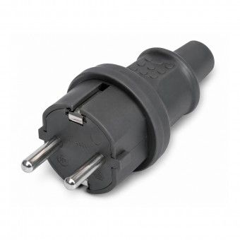 Ficha Macho Schuko Sa�da Reta 2P+T 16A Preta