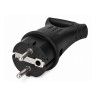 Ficha Macho Schuko Saída Reta com Anel 2P+T 16A Preta Ficha Macho Schuko Saída Reta com Anel 2P+T 16A Preta
