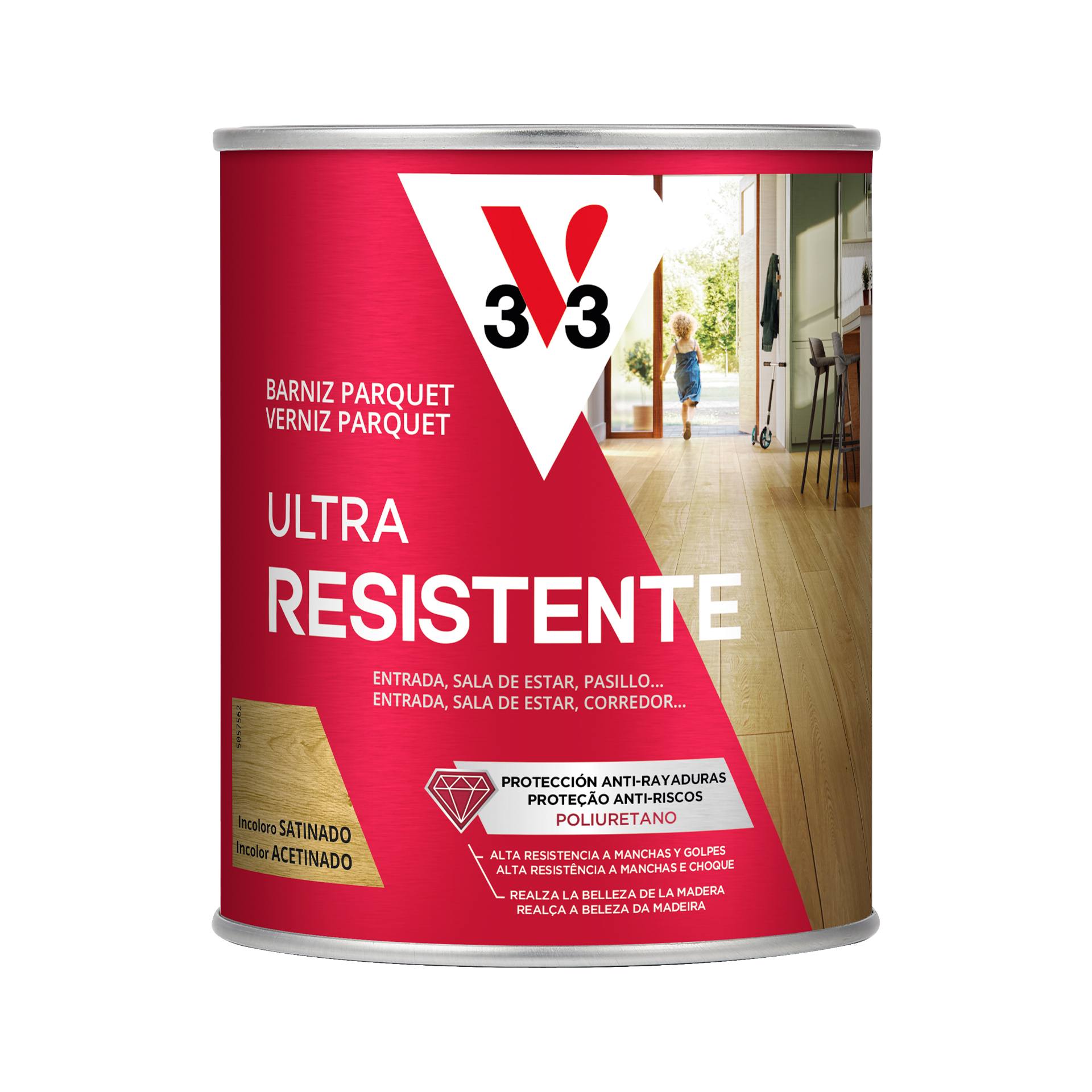 Verniz de Parquet Utra Resistente Acetinado Incolor 0,75L V33
