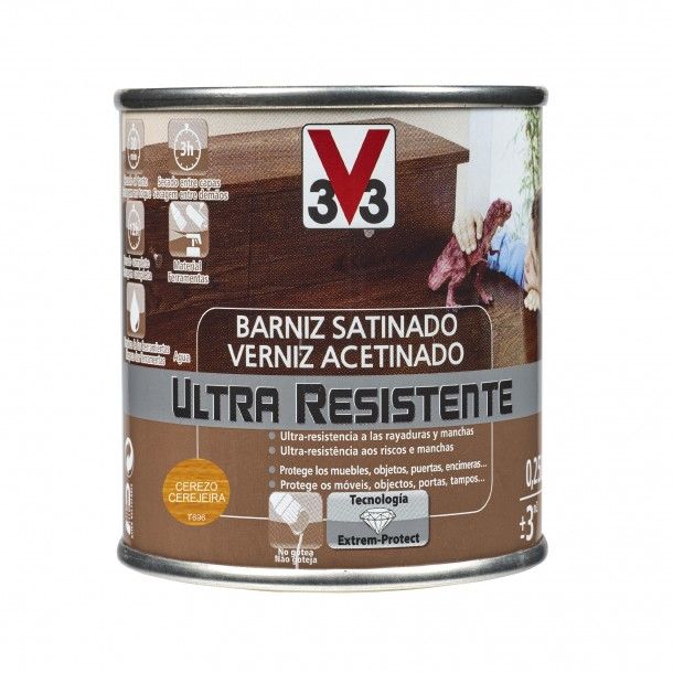 Verniz de Madeira Ultra Resistente Acetinado Cerejeira 0,25L V33 Verniz de Madeira Ultra Resistente Acetinado Cerejeira 0,25L V33