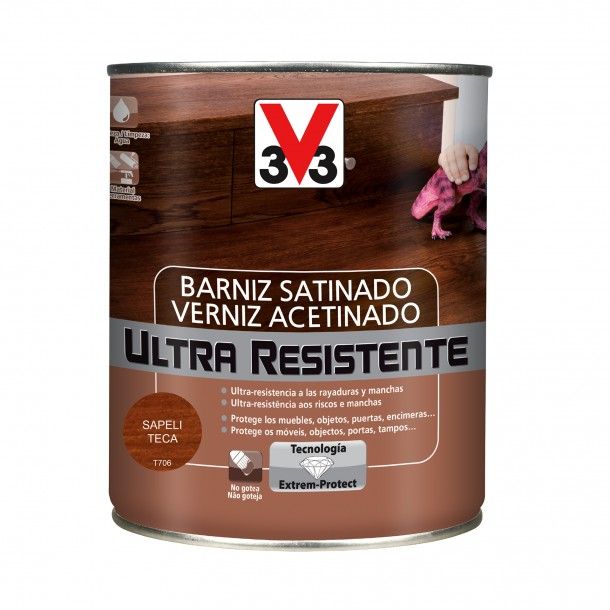 Verniz de Madeira Ultra Resistente Acetinado Teca 0,75L V33