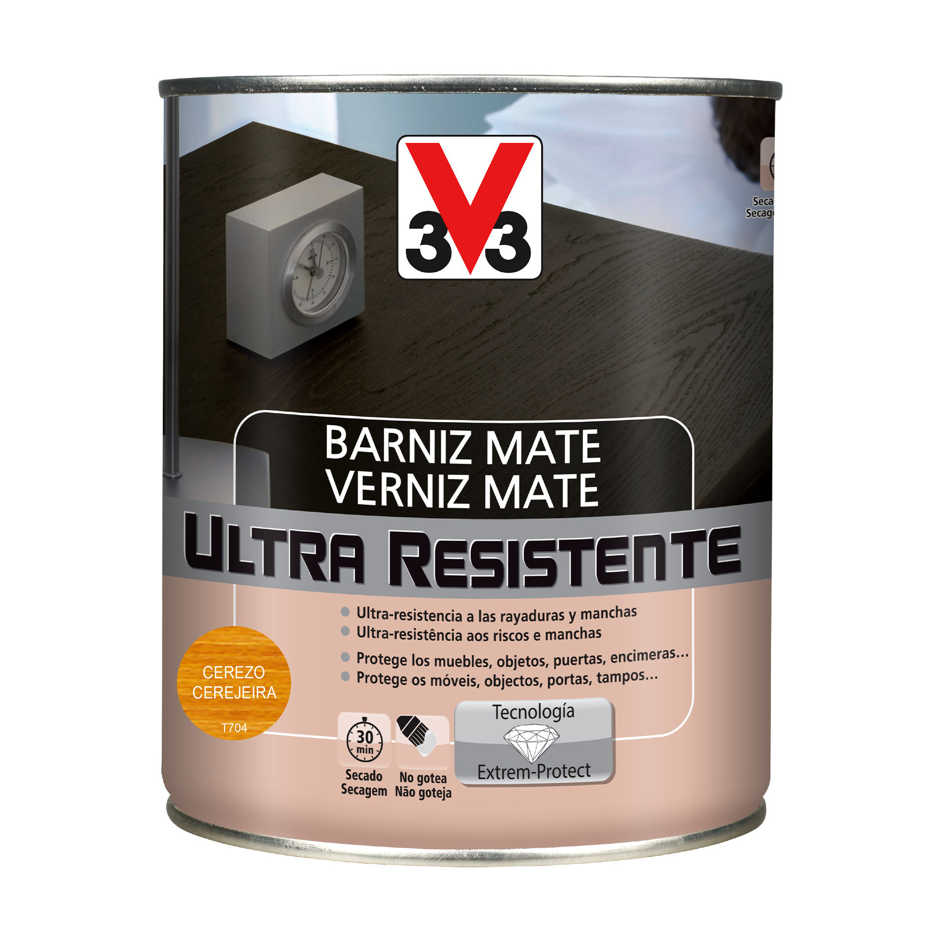 Verniz de Madeira Ultra Resistente Mate Cerejeira 0,75L V33