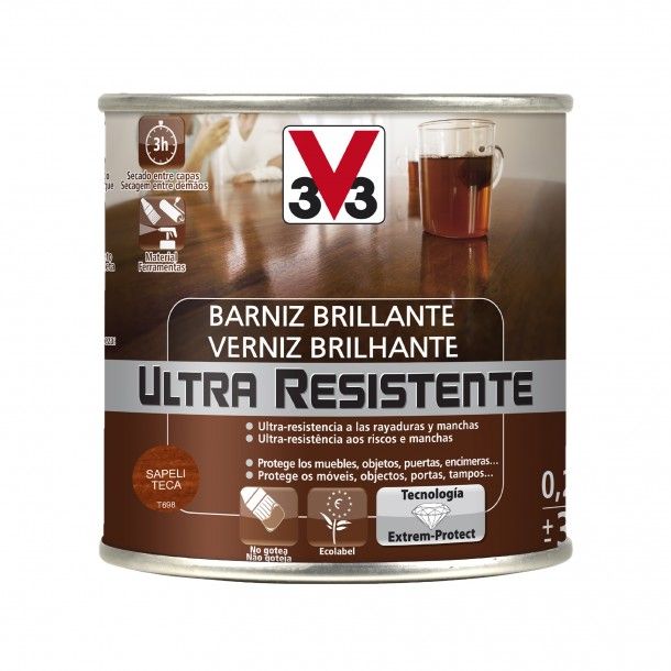 Verniz de Madeira Ultra Resistente Brilhante Teca 0,25L V33