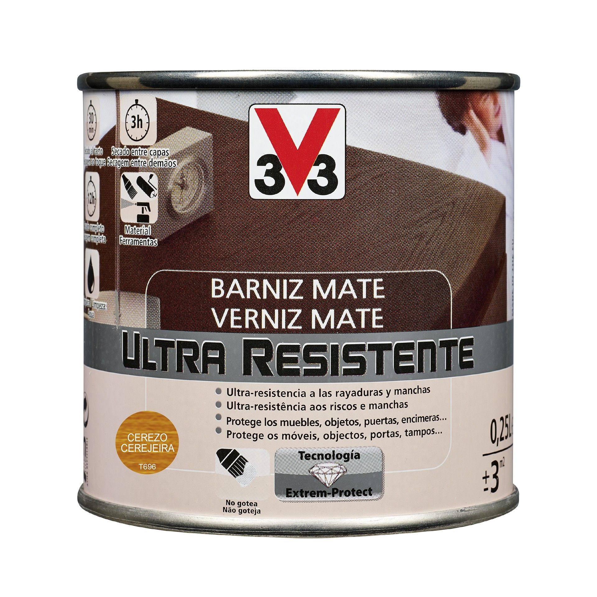 Verniz de Madeira Ultra Resistente Mate Cerejeira 0,25L V33