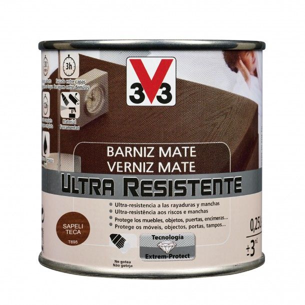 Verniz de Madeira Ultra Resistente Mate Teca 0,25L V33 Verniz de Madeira Ultra Resistente Mate Teca 0,25L V33
