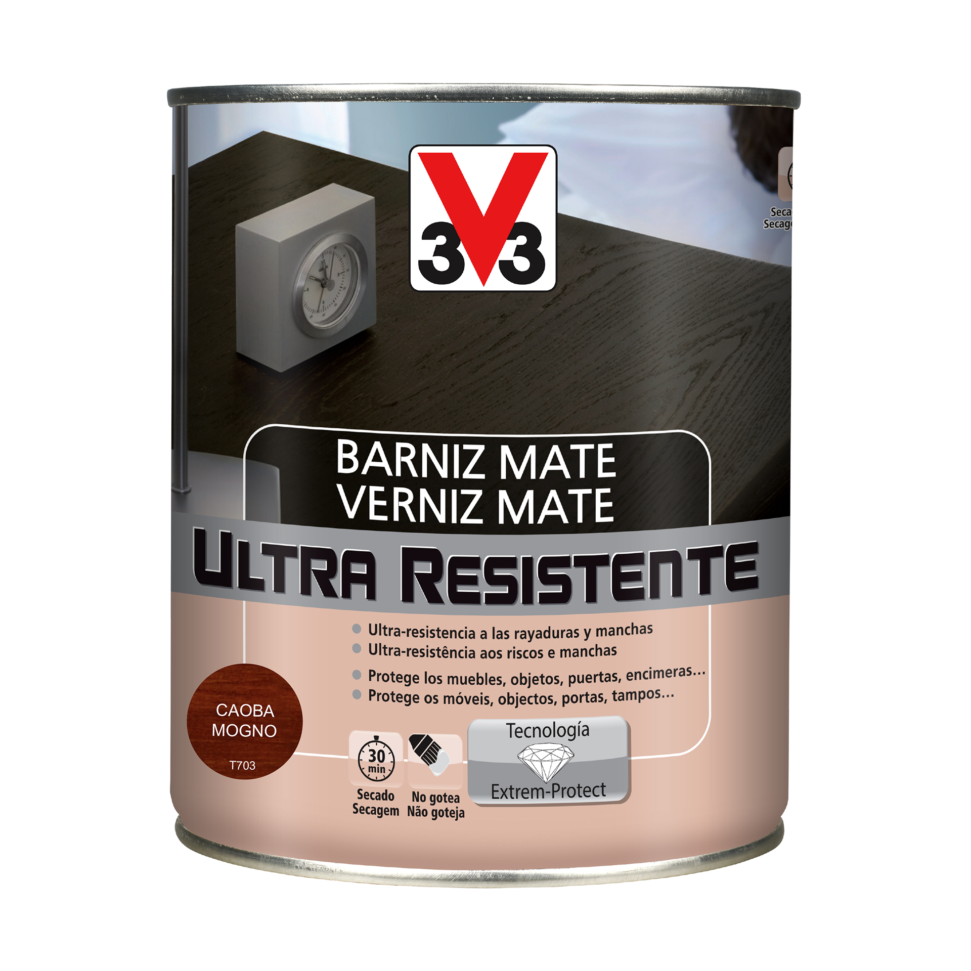 Verniz de Madeira Ultra Resistente Mate Mogno 0,75L V33