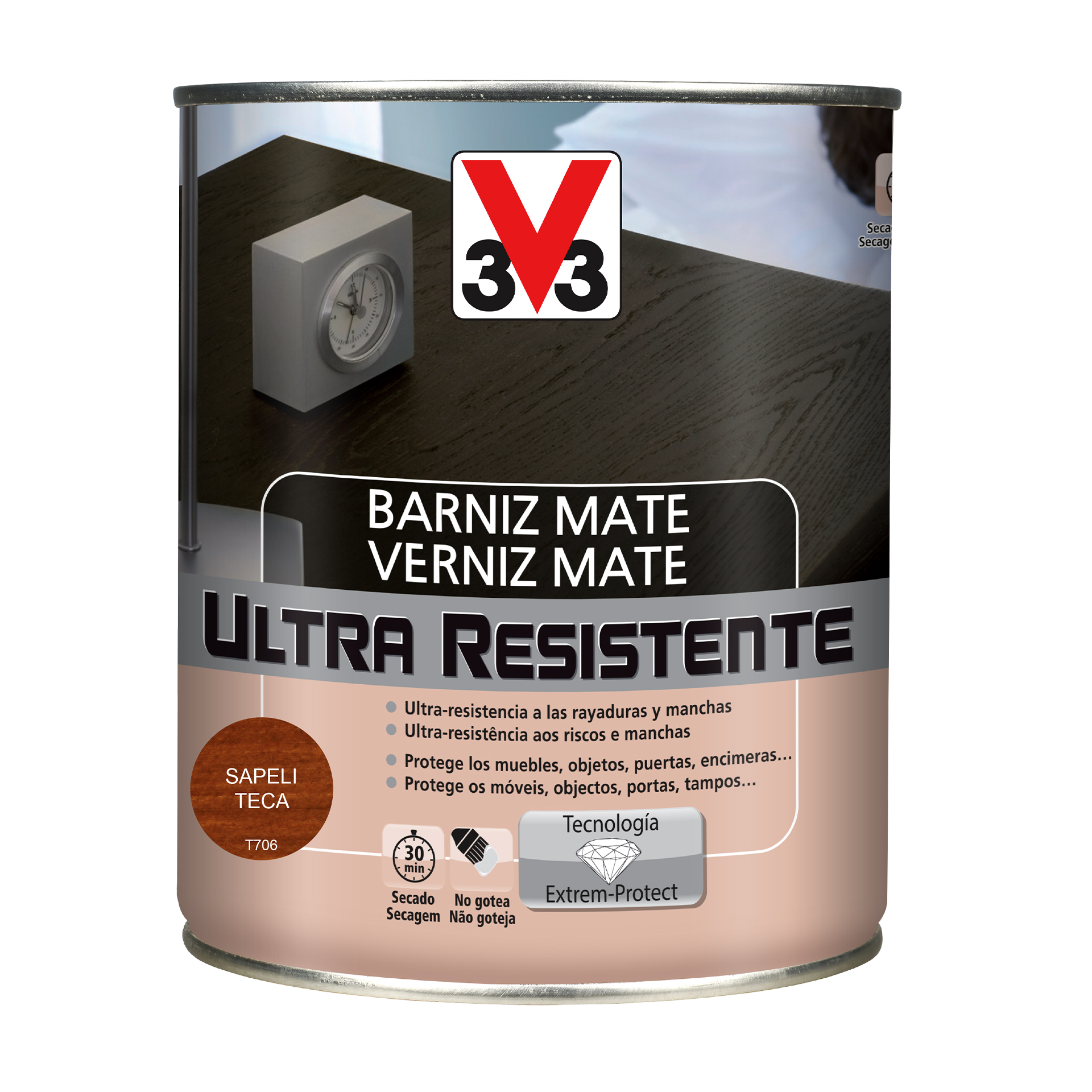 Verniz de Madeira Ultra Resistente Mate Teca 0,75L V33