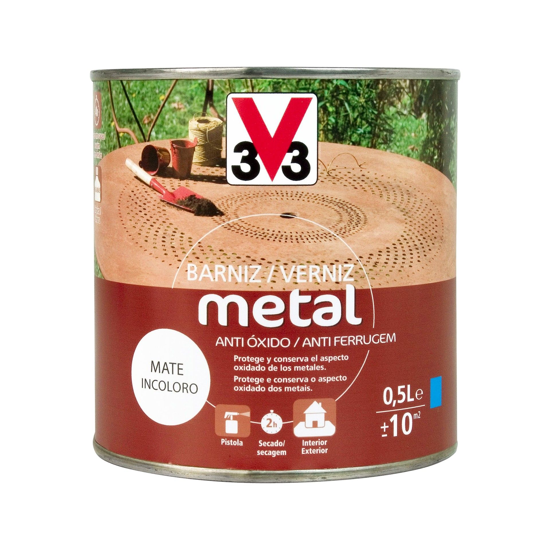 Verniz para Metal Anti Ferrugem Mate Incolor 0,50L V33