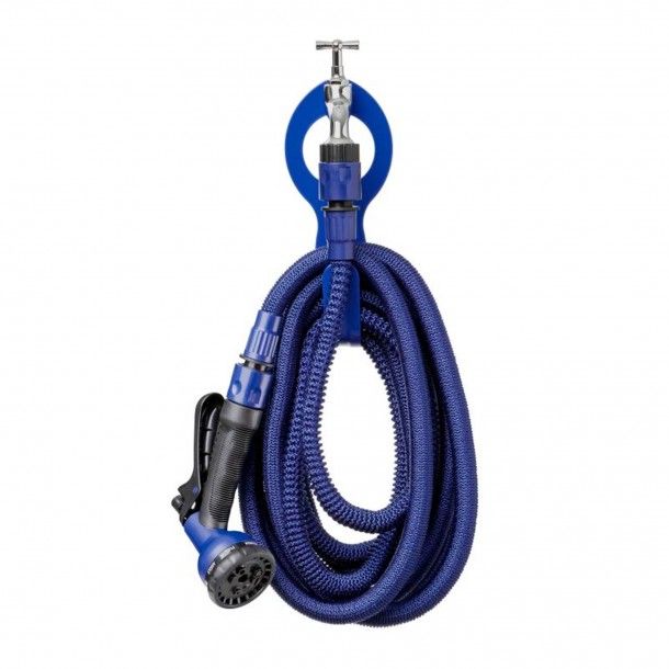 Mangueira Extens�vel com Pistola e Suporte de Torneira Azul 15M Tatay