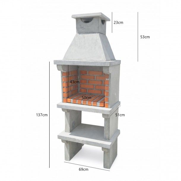 Churrasqueira de Tijolo 69x190x50cm 1908B ACB Churrasqueira de Tijolo 69x190x50cm 1908B ACB