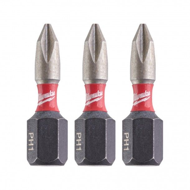 Conjunto de 3 Bits Shockwave Philips PH1 25mm Milwaukee Conjunto de 3 Bits Shockwave Philips PH1 25mm Milwaukee