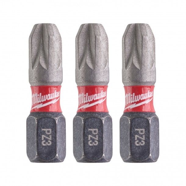 Conjunto de 3 Bits Shockwave Pozidriv PZ3 25mm Milwaukee Conjunto de 3 Bits Shockwave Pozidriv PZ3 25mm Milwaukee