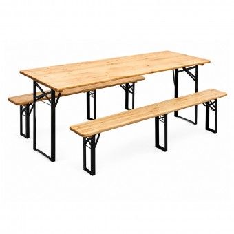 Mesa de Jardim Dobrável Madeira com 2 Bancos 200x70x75cm Mesa de Jardim Dobrável Madeira com 2 Bancos 200x70x75cm
