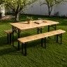 Mesa de Jardim Dobrável Madeira com 2 Bancos 200x70x75cm Mesa de Jardim Dobrável Madeira com 2 Bancos 200x70x75cm
