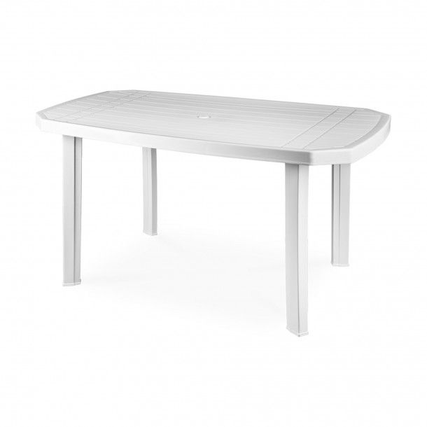 Mesa de Jardim Retangular Branca 140x90cm Mesa de Jardim Retangular Branca 140x90cm