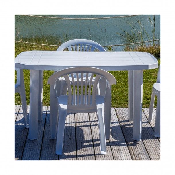 Mesa de Jardim Retangular Branca 140x90cm Mesa de Jardim Retangular Branca 140x90cm
