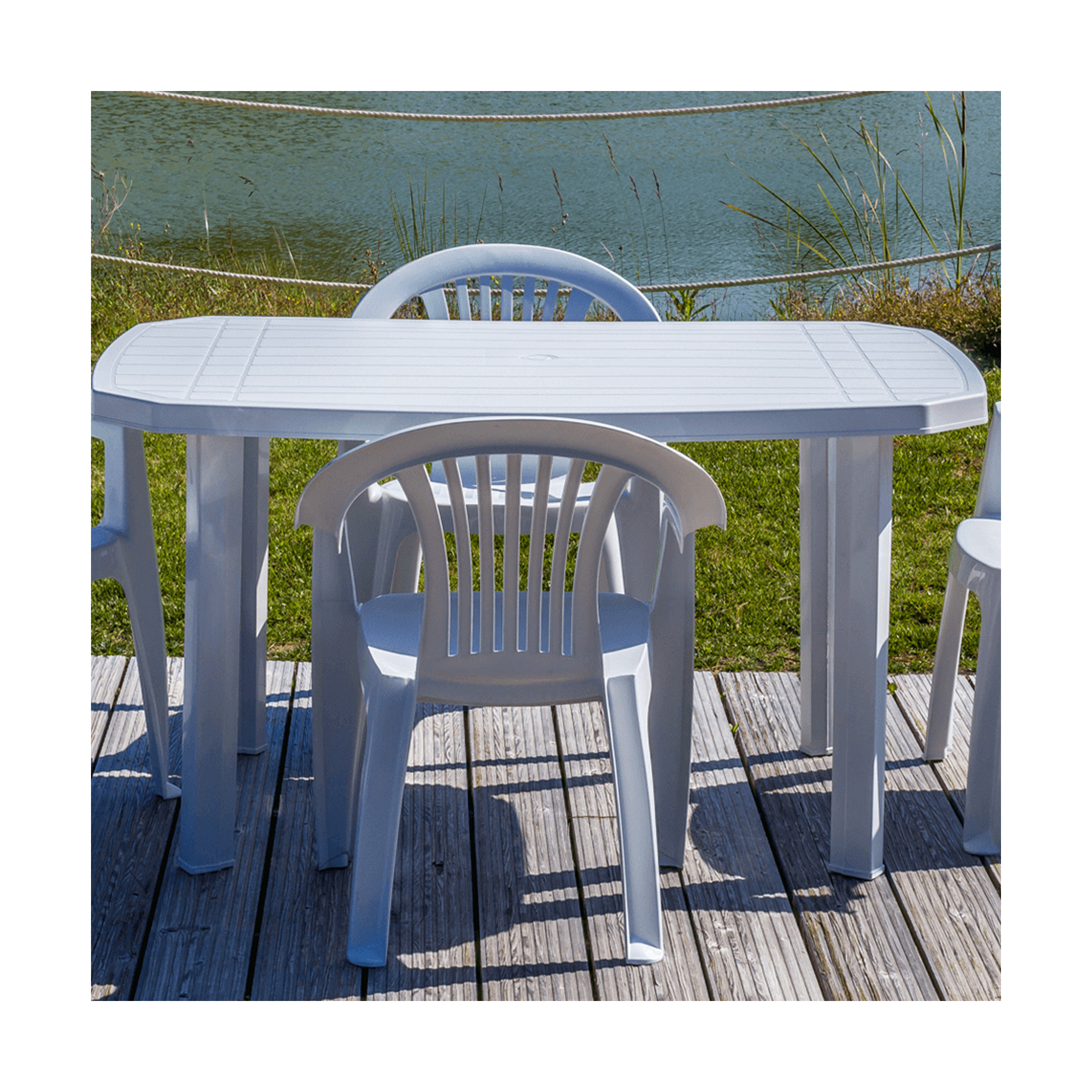 Mesa de Jardim Retangular Branca 140x90cm