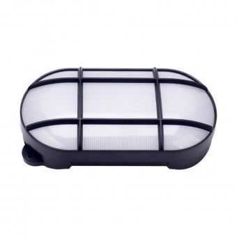 Aplique de Parede Preto Exterior Oval LED Tons Quentes