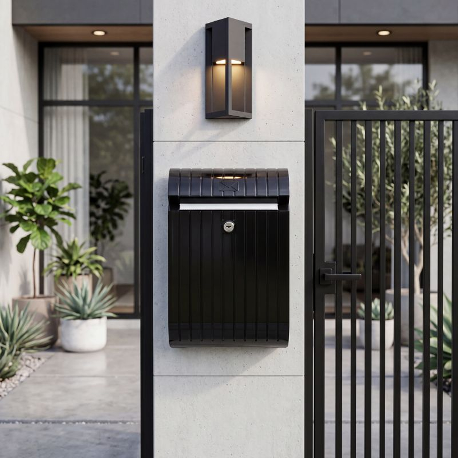 Caixa de Correio Preta 252x377x110mm com Porta Frente Tatay
