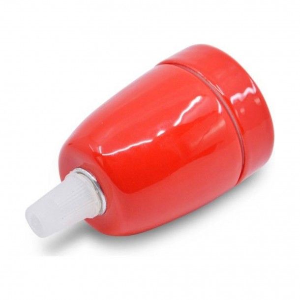 Casquilho de Porcelana para L�mpada E27 Vermelho