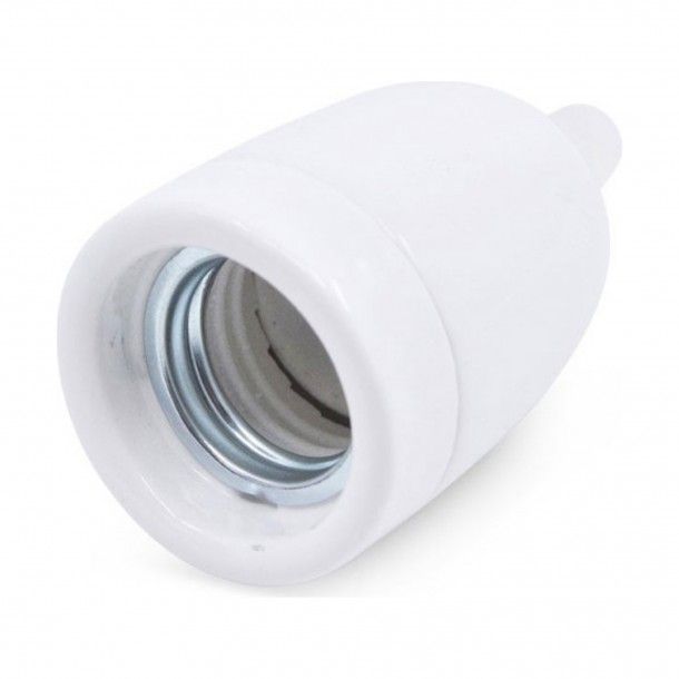 Casquilho de Porcelana para L�mpada E27 Branco