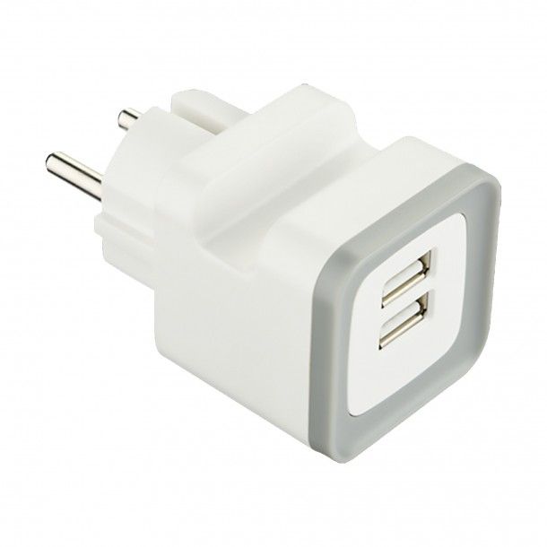 Ficha Adaptador para Smartphone 2 Entradas USB 2.4A Ficha Adaptador para Smartphone 2 Entradas USB 2.4A