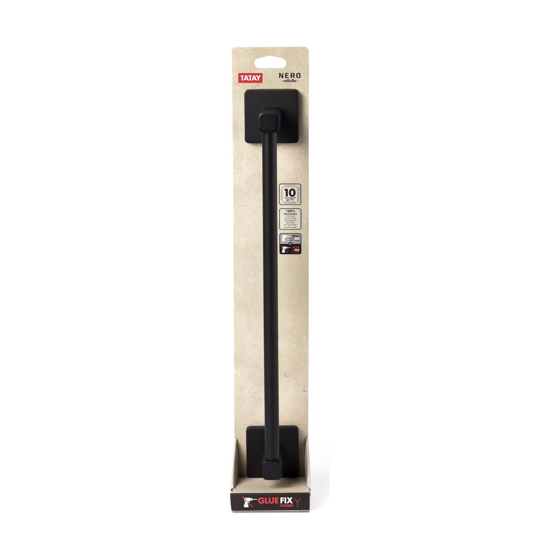 Toalheiro Nero 50cm Inox Preto Tatay