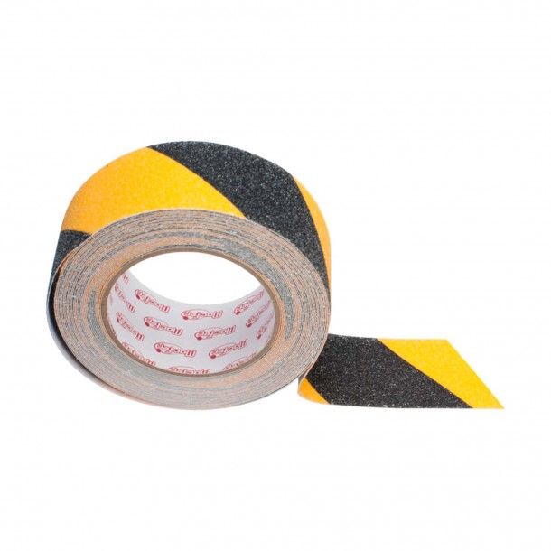 Fita Adesiva Antiderrapante 25mm 10M Preta/Amarela Macfer Fita Adesiva Antiderrapante 25mm 10M Preta/Amarela Macfer