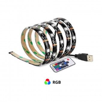 Kit 2 Fitas LED USB com Comando RGB 0,50M Kit 2 Fitas LED USB com Comando RGB 0,50M