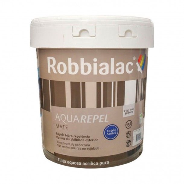 Tinta Acr�lica Mate Branco 15 L Aquarepel Robbialac