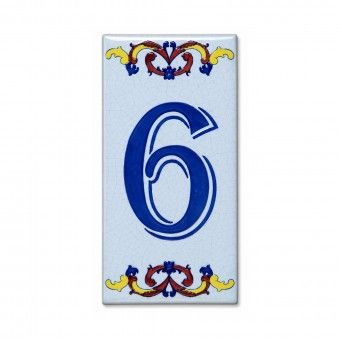 N�mero de Porta Cer�mico 110x55mm N�6