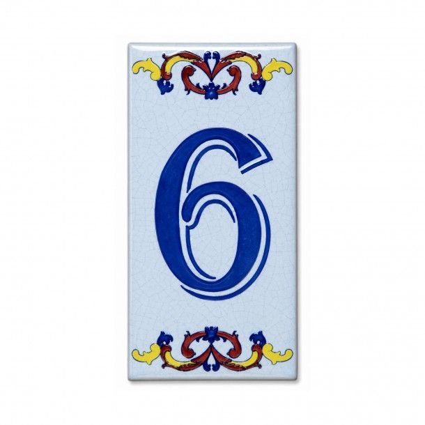 Número de Porta Cerâmico 110x55mm Nº6 Número de Porta Cerâmico 110x55mm Nº6