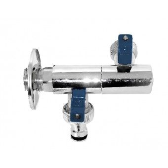 Torneira de Esquadria Dupla 20x25x25mm Lat�o Cromado