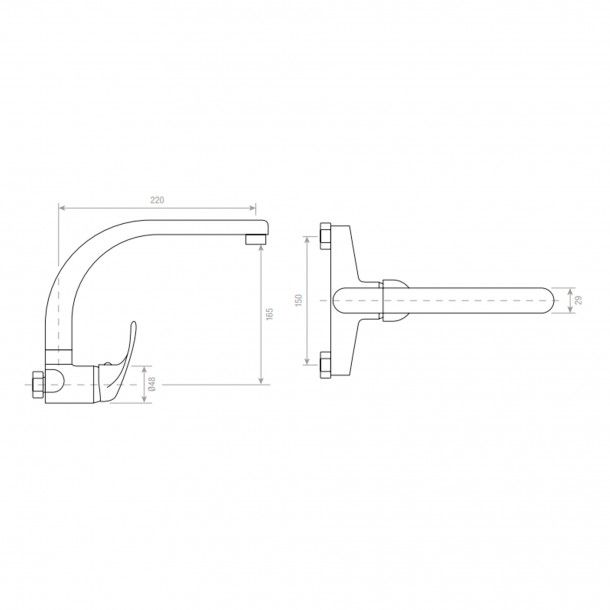 Monocomando para Cozinha Parede Bica Superior Grove Mebra