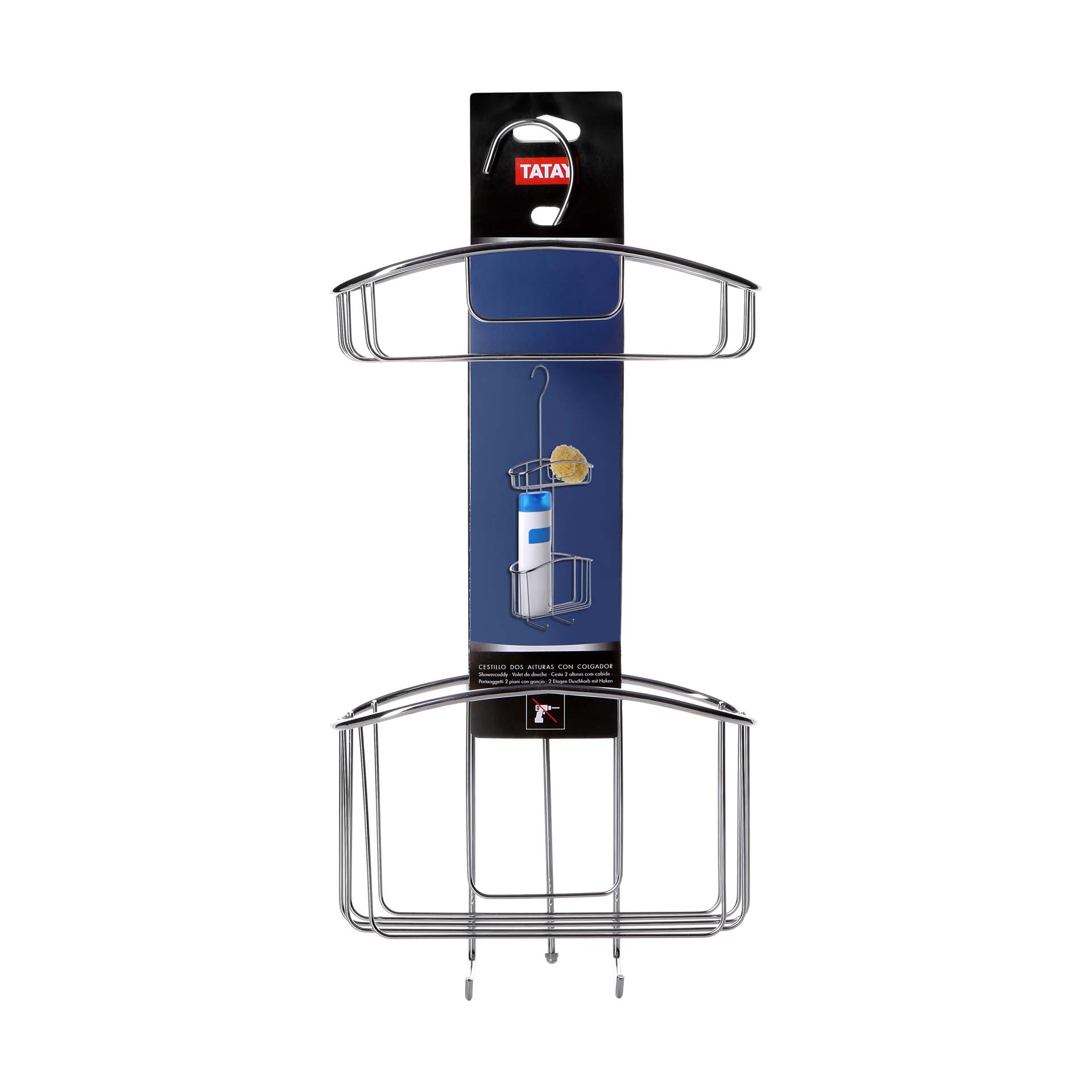 Cesto para Duche com 2 Prateleiras 60x22.5x9cm Inox Tatay