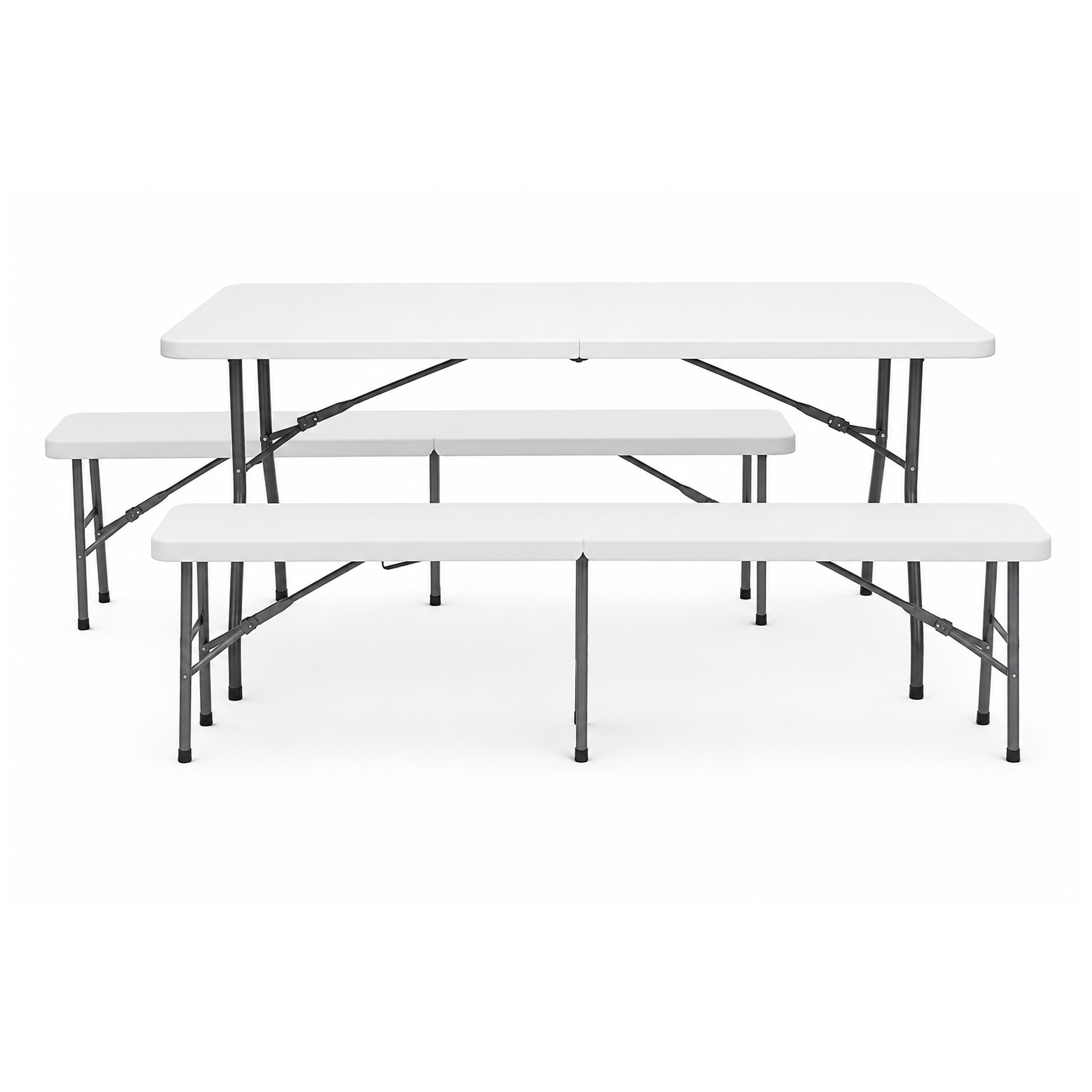Conjunto de Jardim Mesa Dobrável com 2 Bancos 119x56x73,5cm