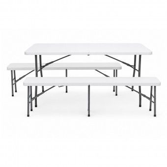 Conjunto de Jardim Mesa Dobr�vel com 2 Bancos 119x56x73,5cm
