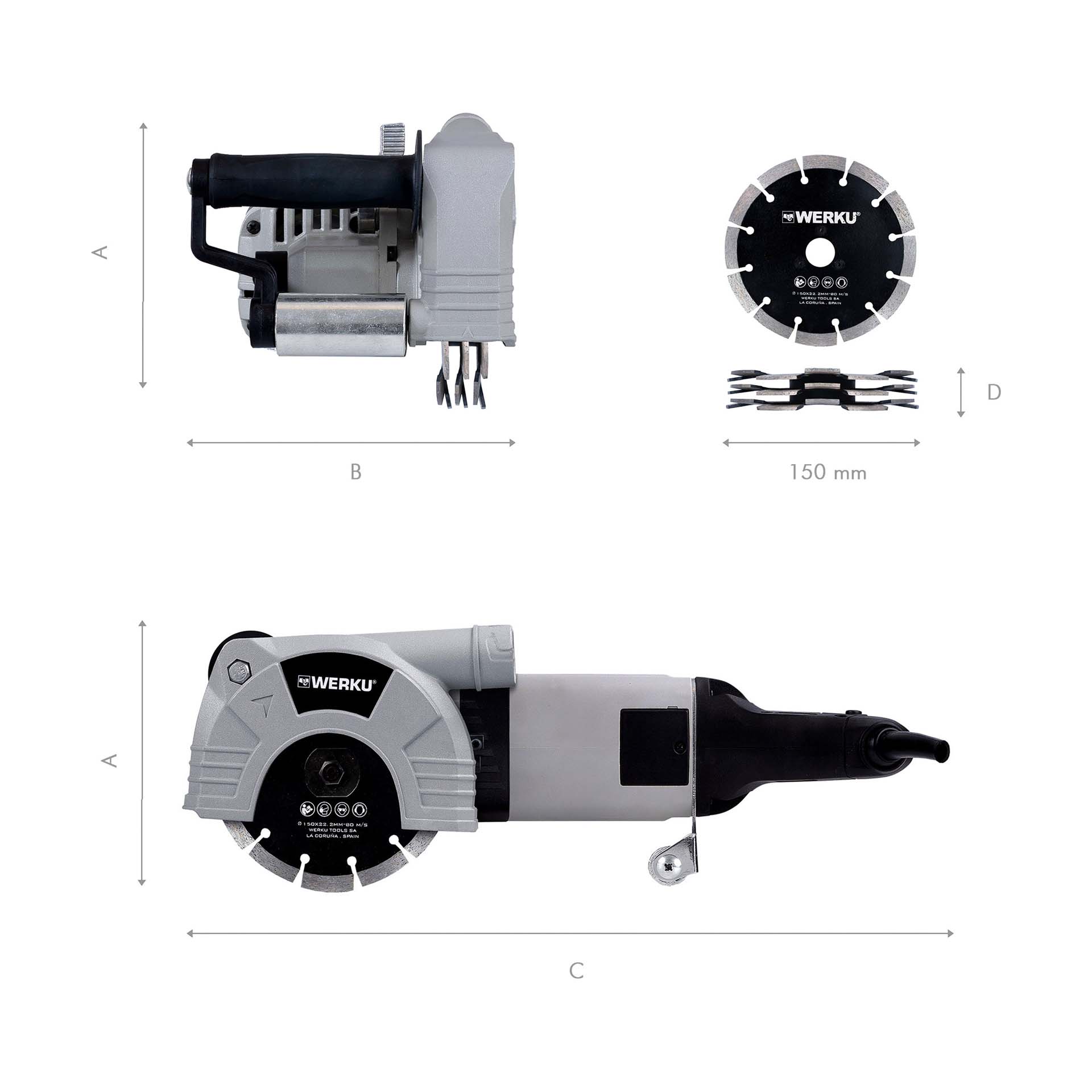 Máquina de Abrir Roços 150mm 2400W WK403230 Werku