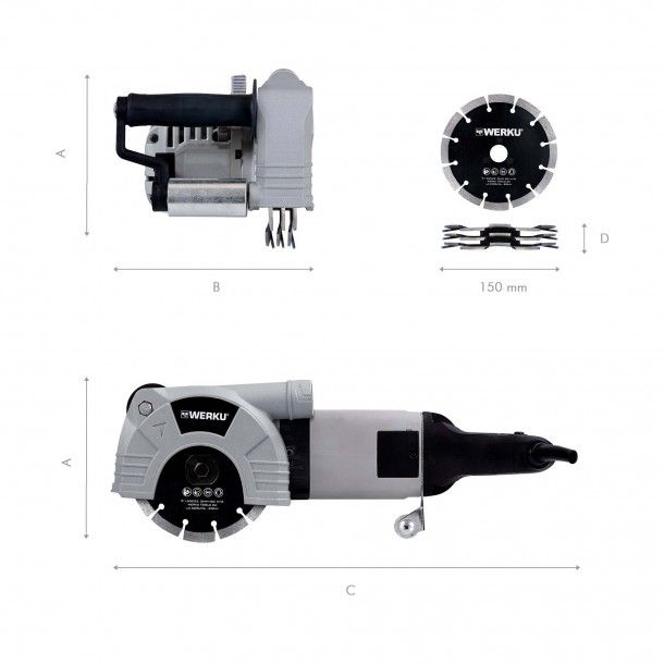 Máquina de Abrir Roços 150mm 2400W WK403230 Werku Máquina de Abrir Roços 150mm 2400W WK403230 Werku