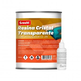 Resina Cristal Transparente com Catalisador 1Kg Grouht Resina Cristal Transparente com Catalisador 1Kg Grouht