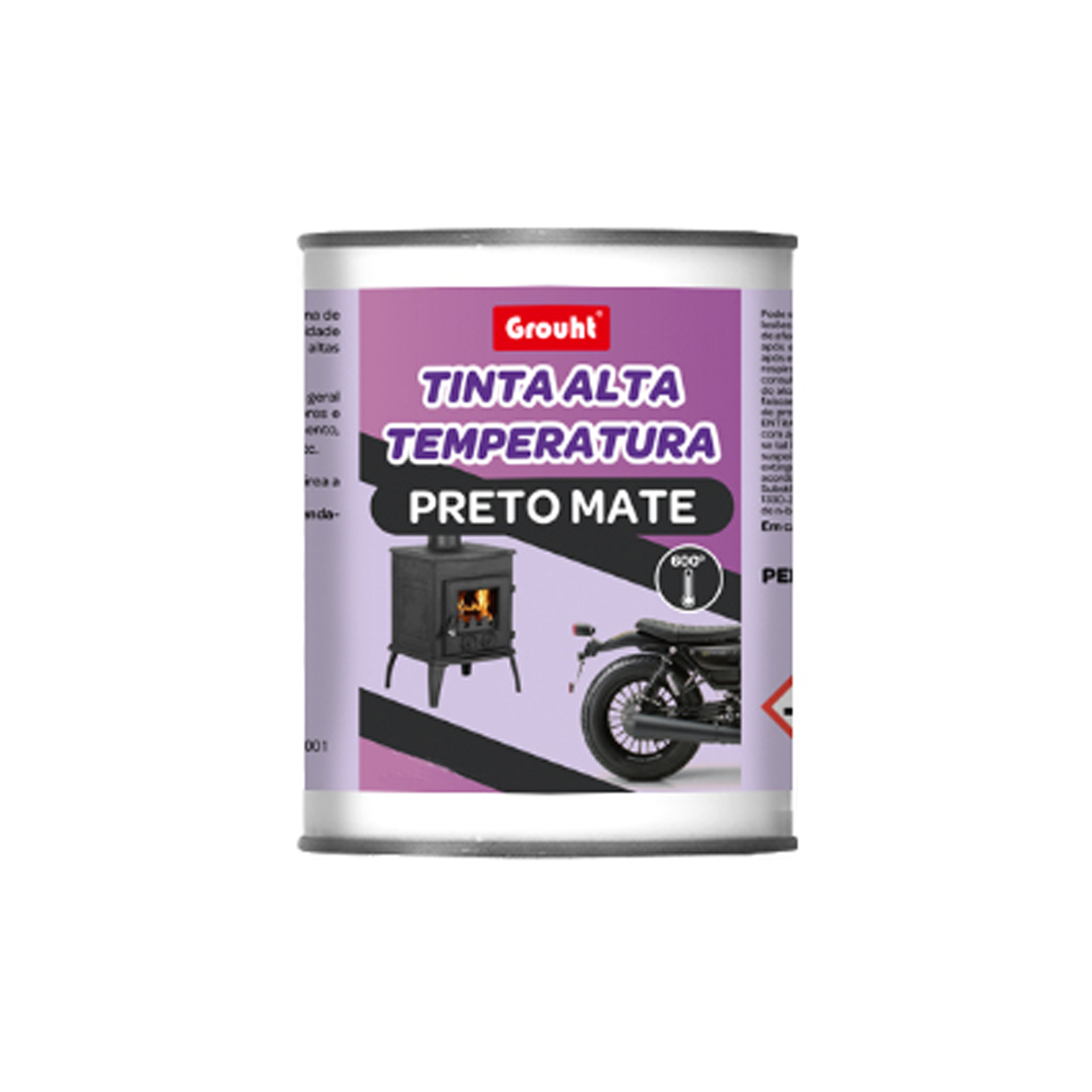 Tinta Alta Temperatura Preto Mate 500ml Grouht