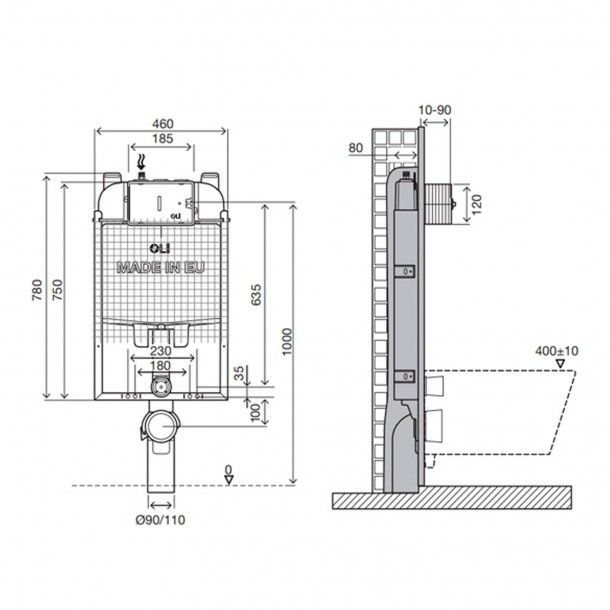 Estrutura para Sanita Suspensa Oli74 Plus Simflex Mec�nico OLI