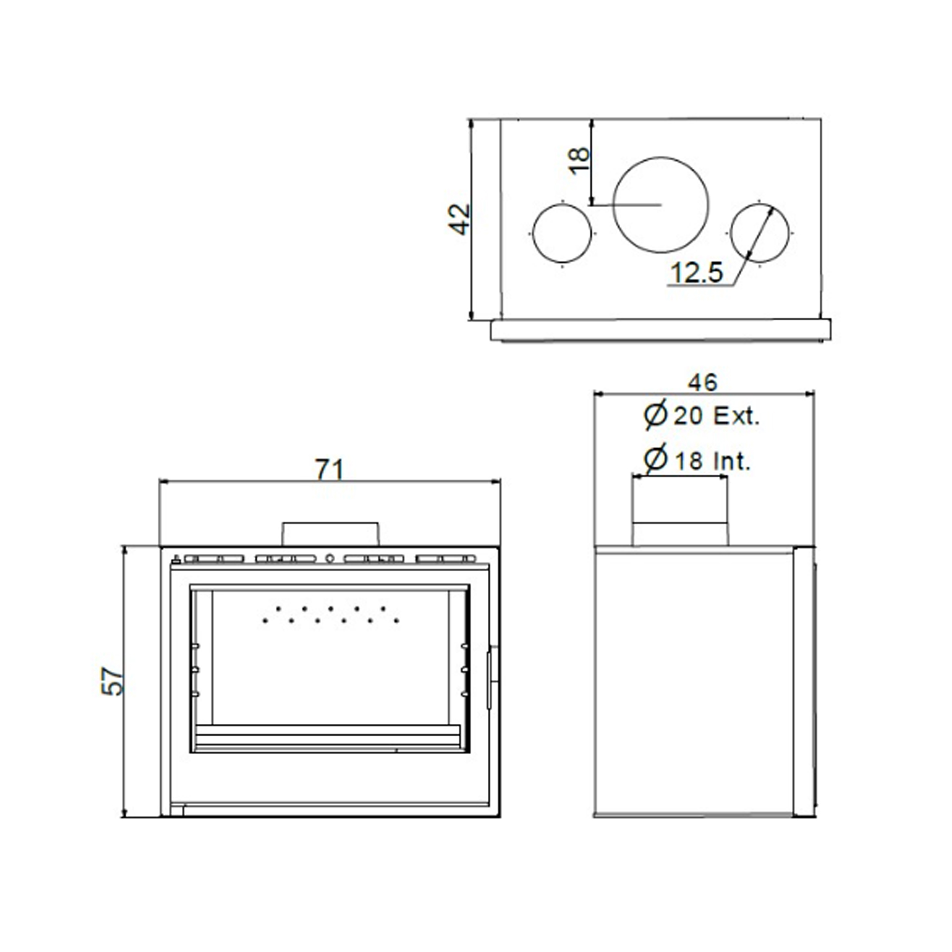 Recuperador de Calor a Lenha Ventilado 14KW Saphire 700 Salgueda