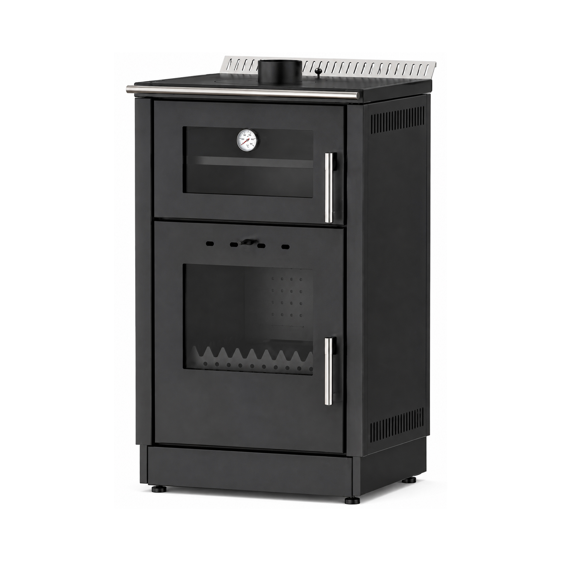 Salamandra a Lenha e Pellets Chapa com Forno 10Kw Colorado Delba