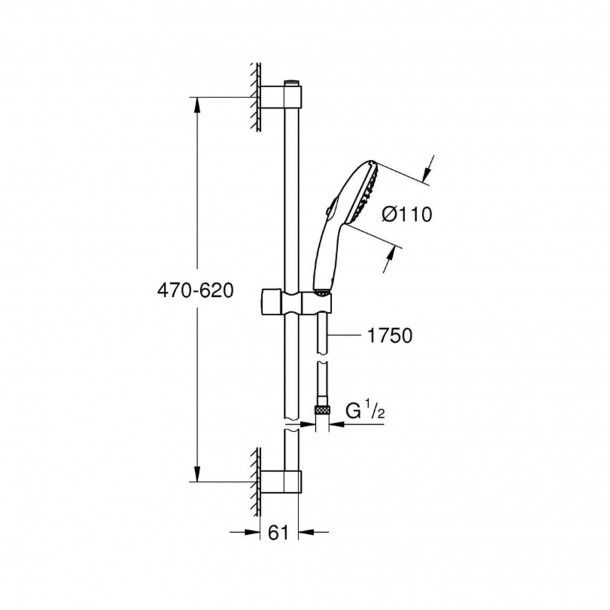 Rampa de Duche com Chuveiro 2 Jatos Tempesta 110 Preto Mate Grohe Rampa de Duche com Chuveiro 2 Jatos Tempesta 110 Preto Mate Grohe