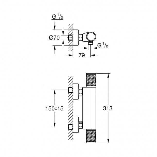 Monocomando para Duche Grohtherm 1000 Preto Mate Grohe