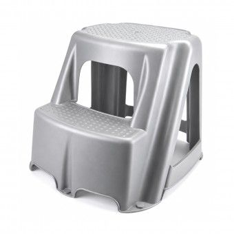Banco Escadote 2 Degraus Pl�stico 99kg Cinza